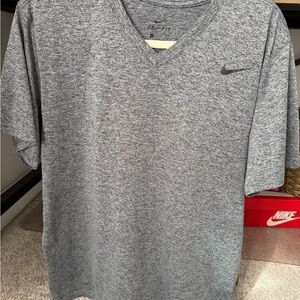 Nike Men's Heather Gray V-Neck Tee